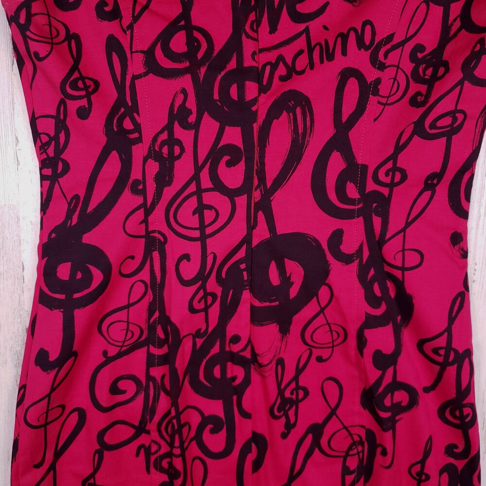 NWT Love Moschino Fuchsia Music Note Sheath Sleeveless Dress Women's Size 8 - Picture 8 of 11
